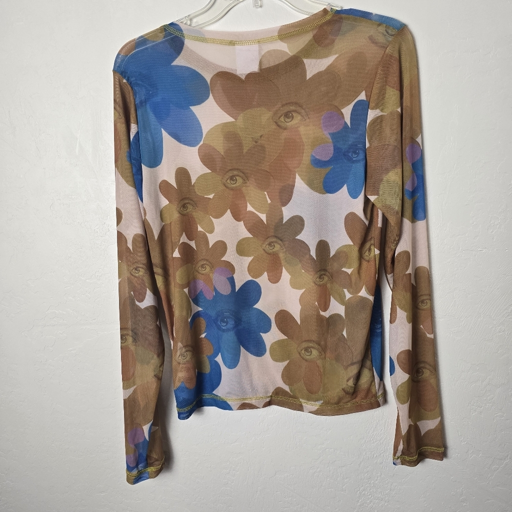 Y2K Sheer Mod Flower Mesh Top Festival Couquette Fairy Grunge Whimish Goth Small - Picture 4 of 12